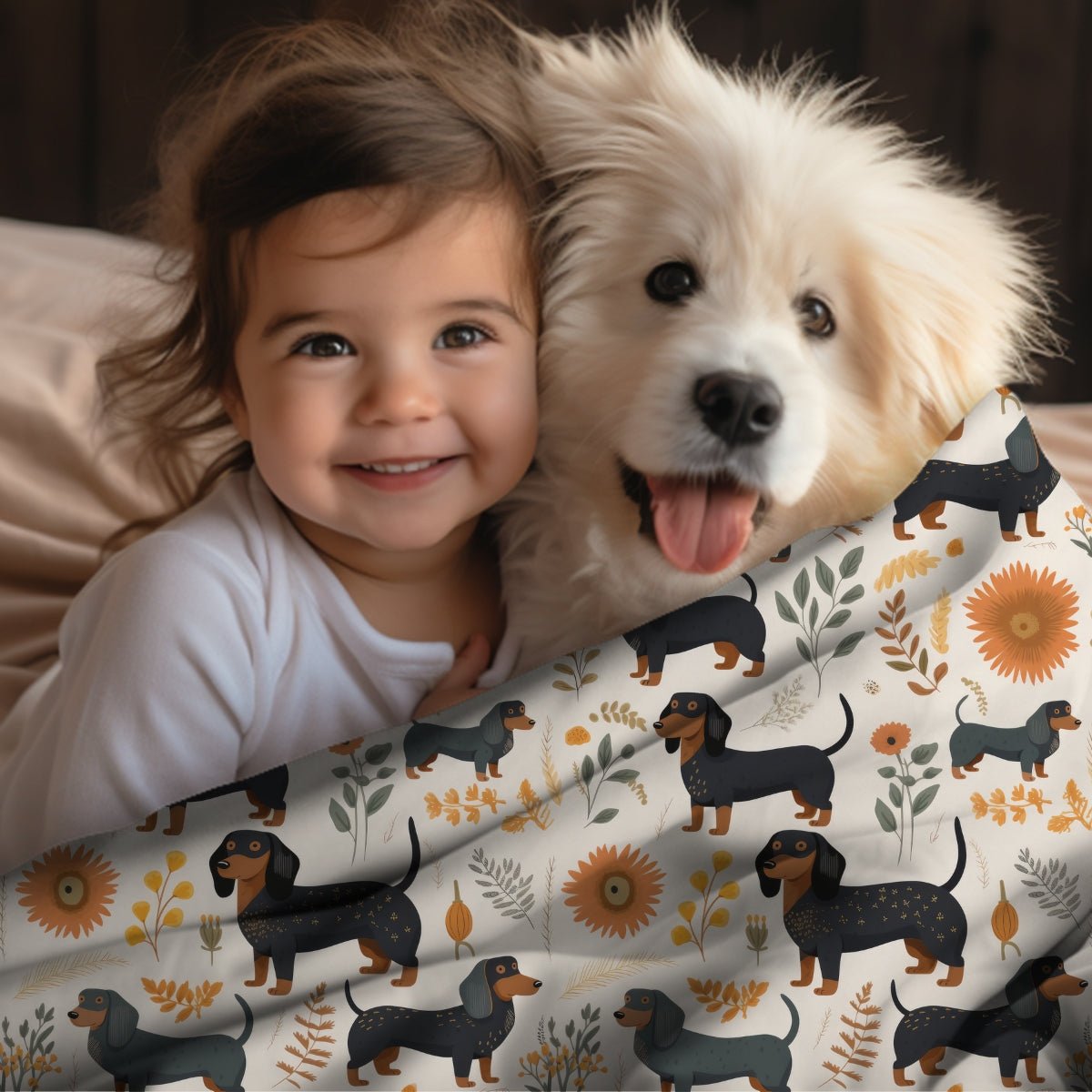 Cream Dachshund Throw Blanket - DoggyLoveandMore