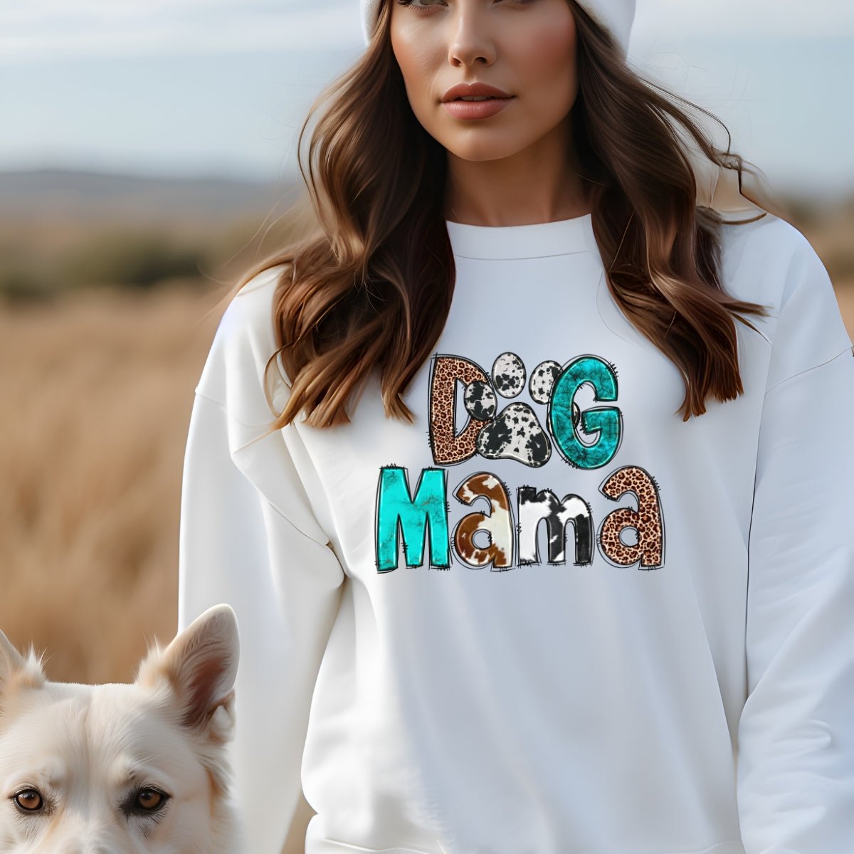 Dog Mama Cowhide Sweatshirt - DoggyLoveandMore