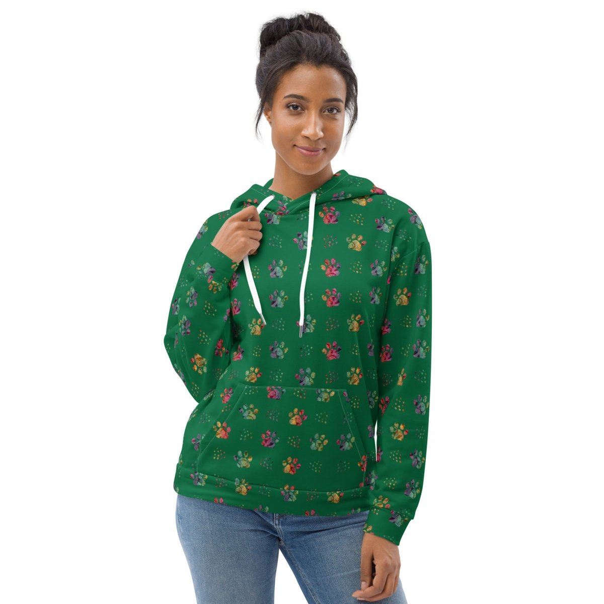 Dog Mom Green Paw Prints Hoodie - DoggyLoveandMore