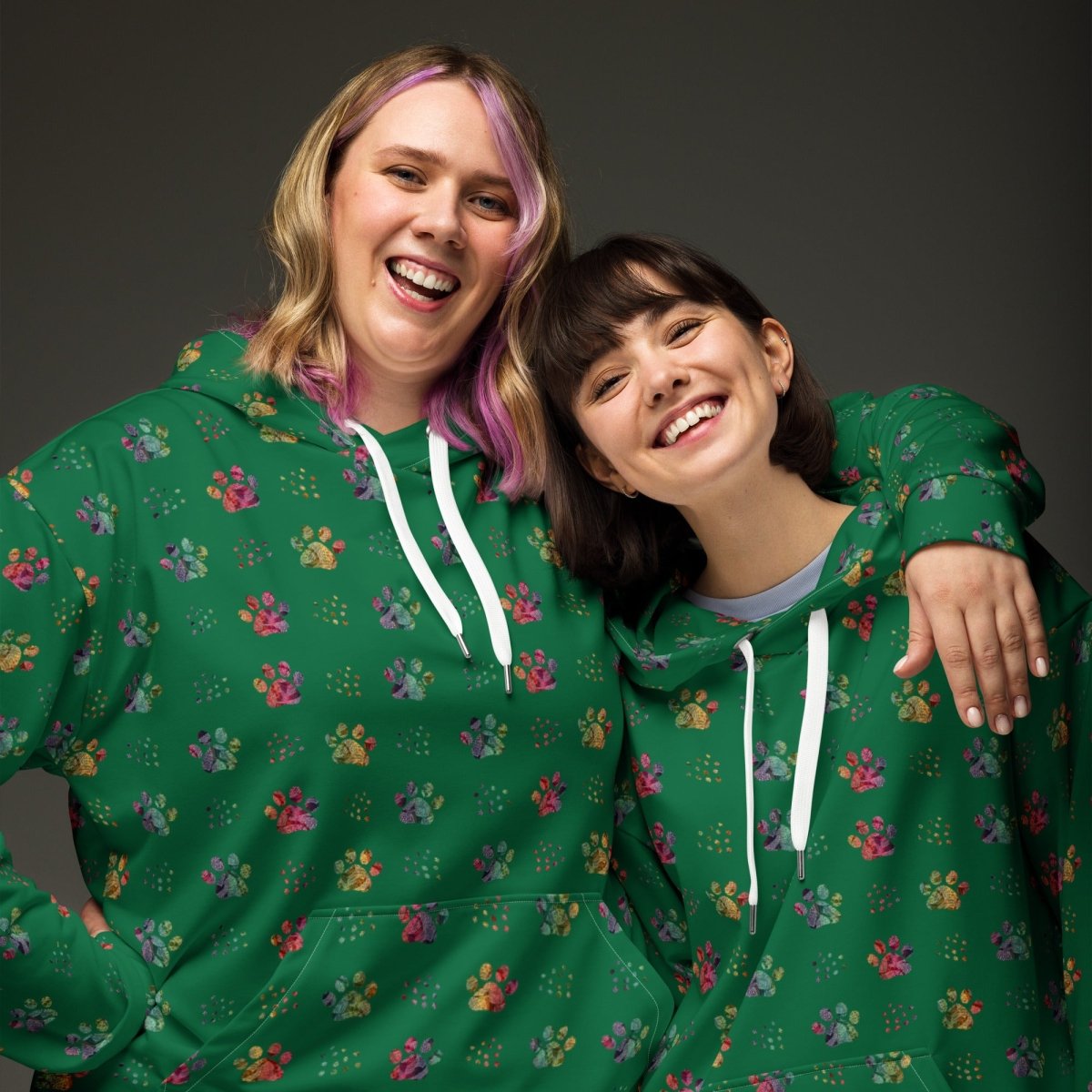 Dog Mom Green Paw Prints Hoodie - DoggyLoveandMore
