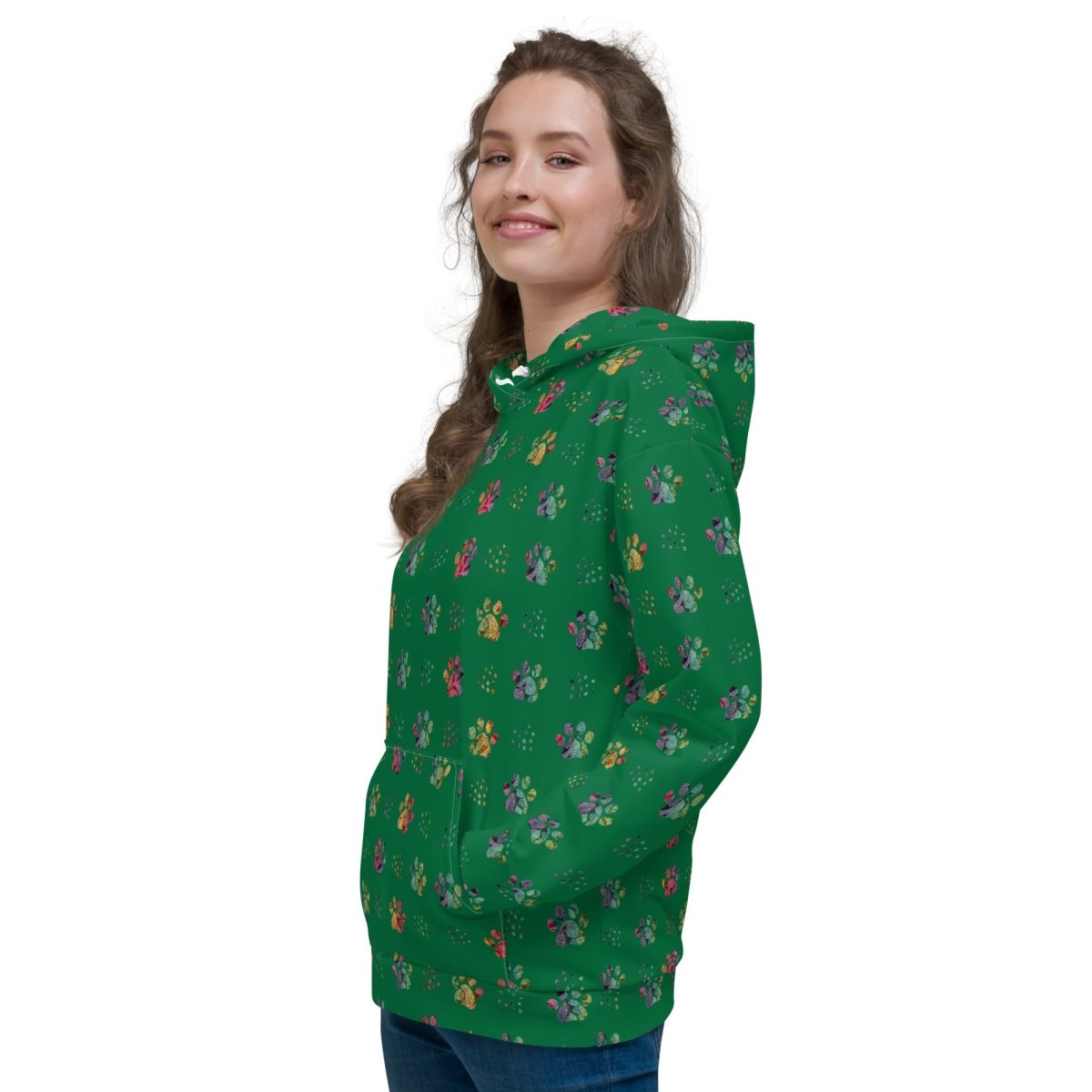 Dog Mom Green Paw Prints Hoodie - DoggyLoveandMore