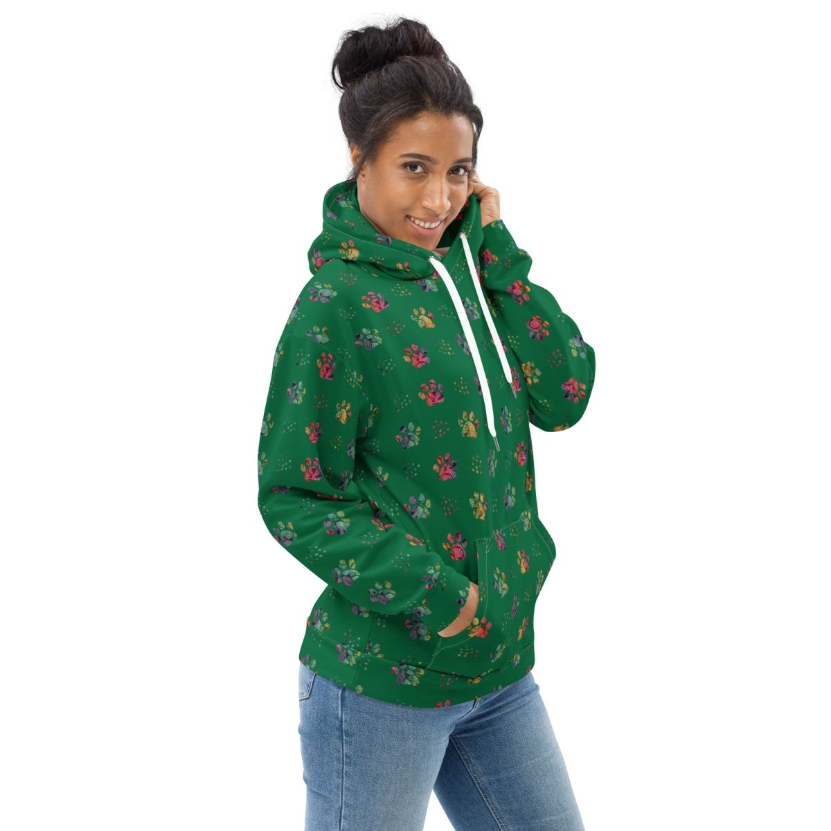 Dog Mom Green Paw Prints Hoodie - DoggyLoveandMore
