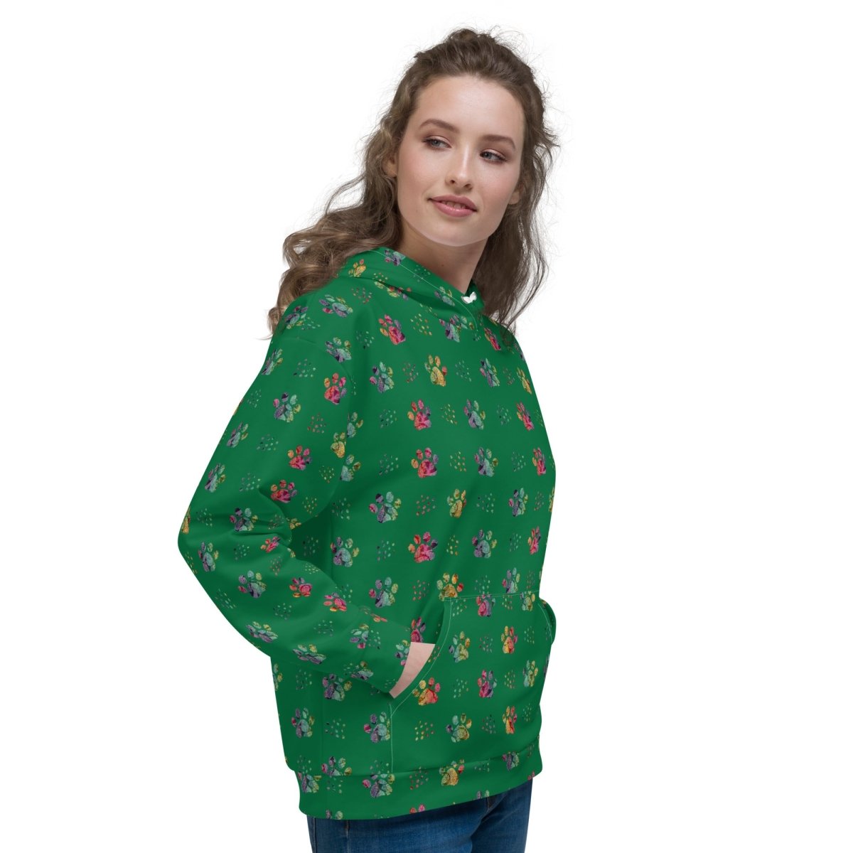 Dog Mom Green Paw Prints Hoodie - DoggyLoveandMore