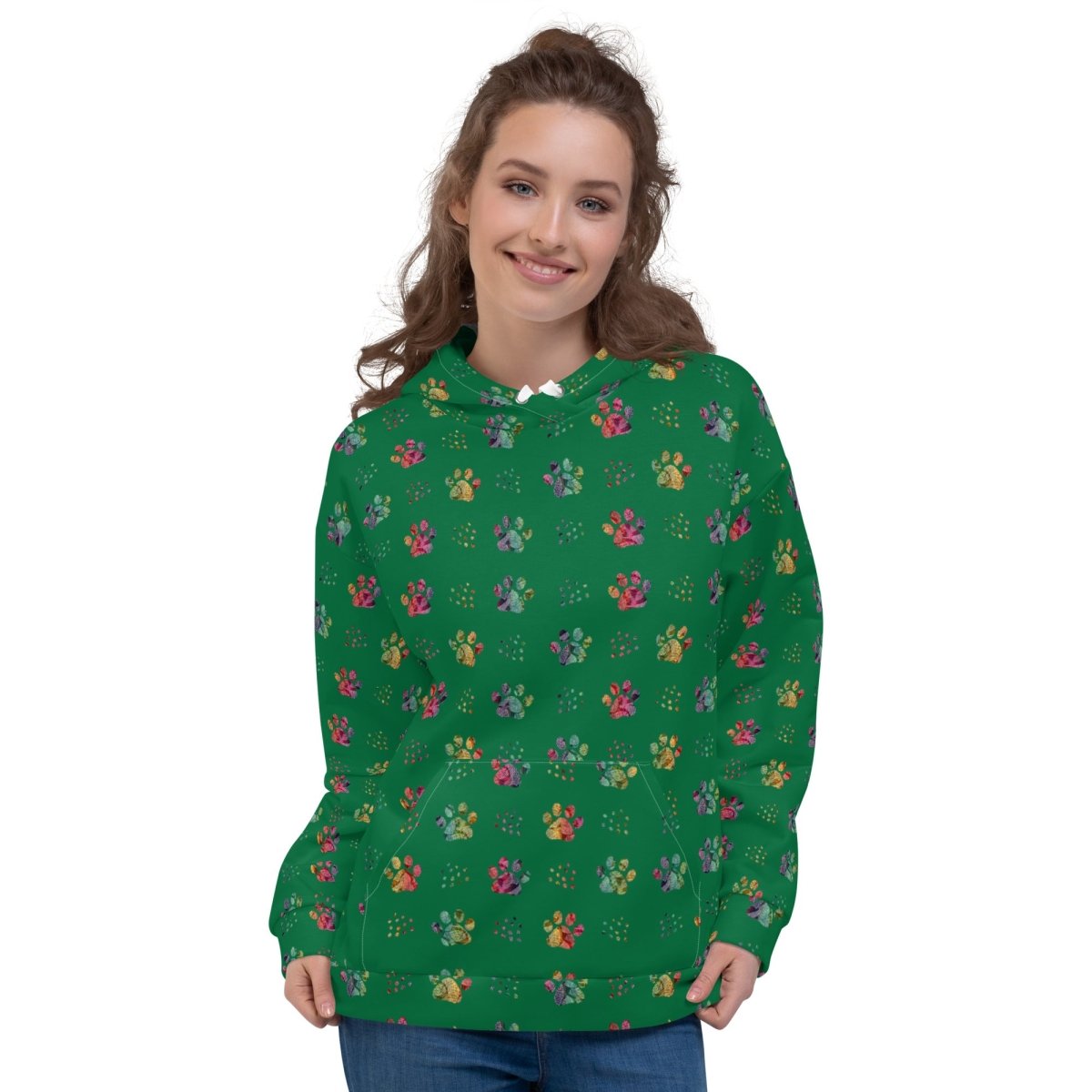 Dog Mom Green Paw Prints Hoodie - DoggyLoveandMore
