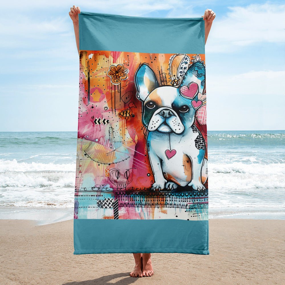 Frenchie Dog Beach Towel