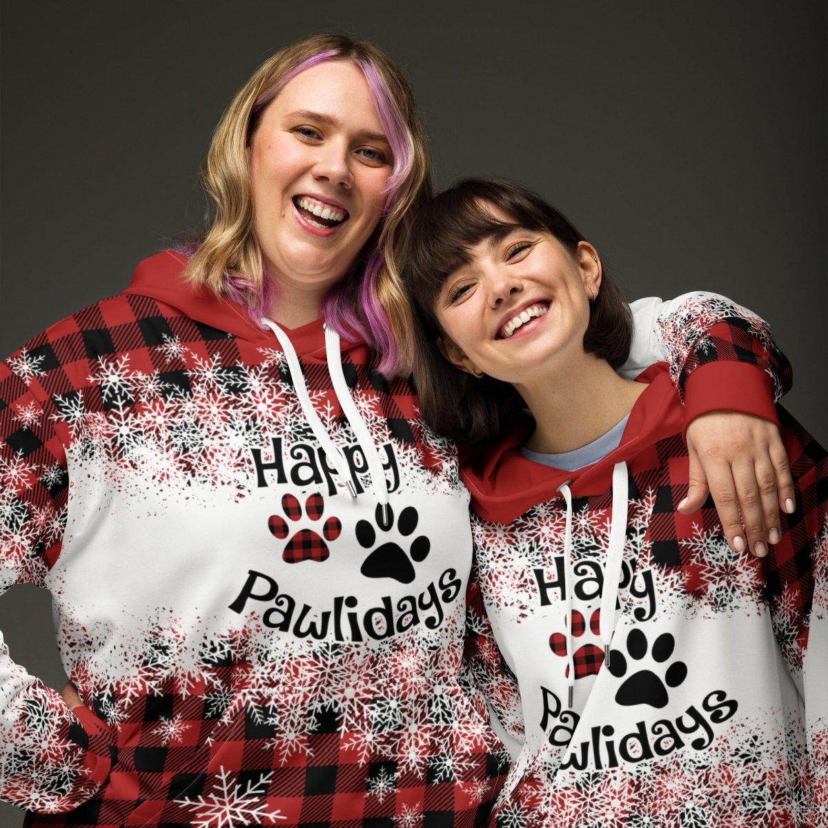 Happy Pawlidays Red Plaid Hoodie - DoggyLoveandMore