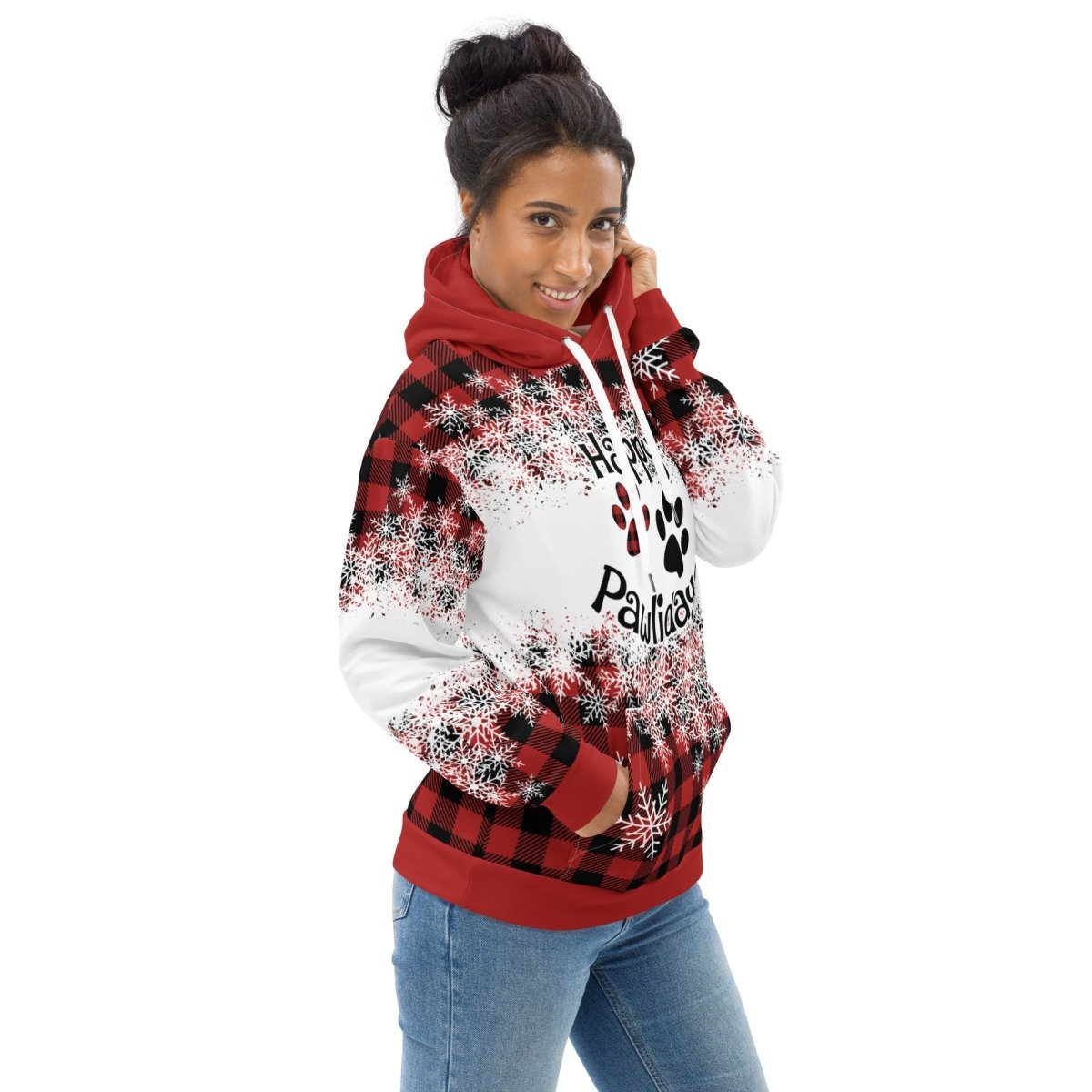Happy Pawlidays Red Plaid Hoodie - DoggyLoveandMore