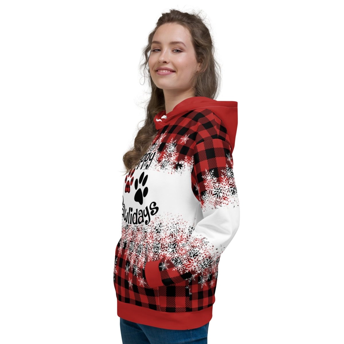 Happy Pawlidays Red Plaid Hoodie - DoggyLoveandMore