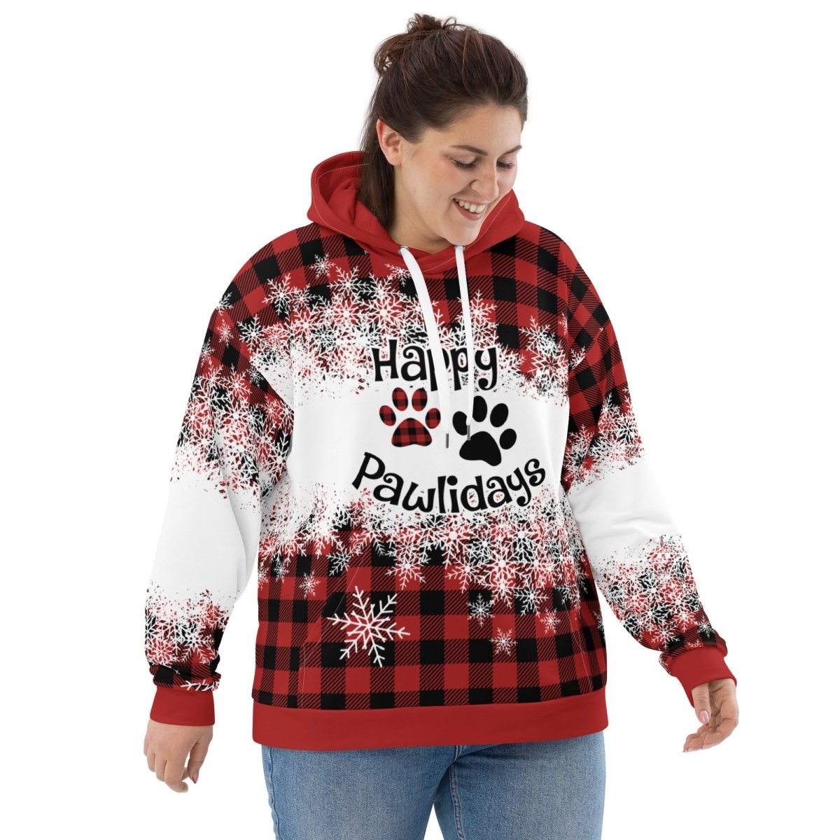 Happy Pawlidays Red Plaid Hoodie - DoggyLoveandMore