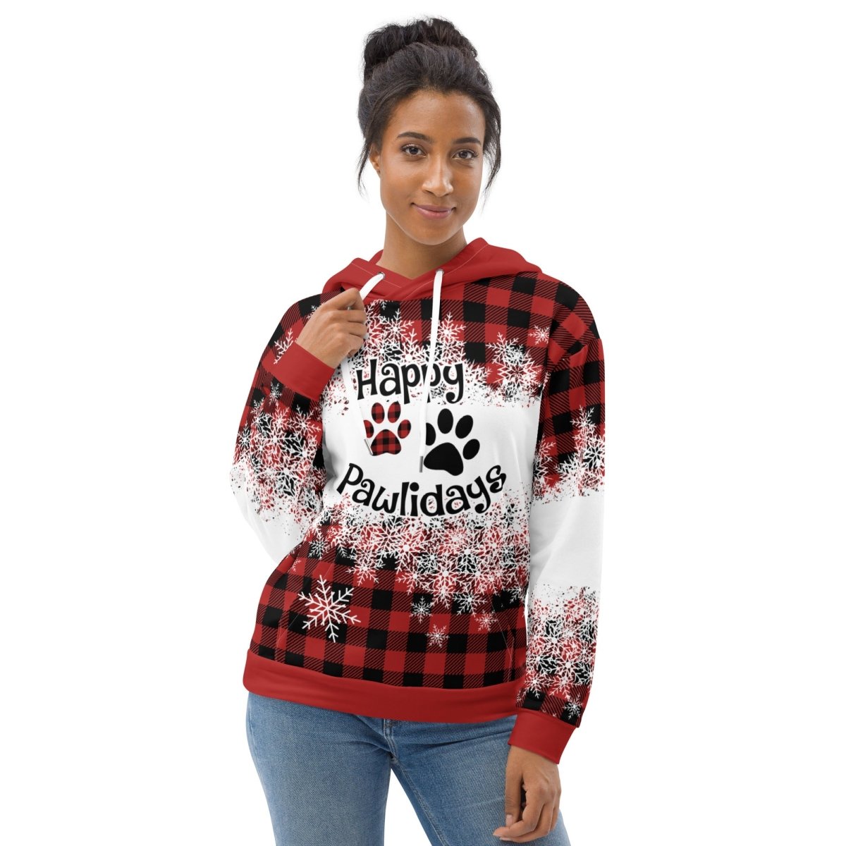 Happy Pawlidays Red Plaid Hoodie - DoggyLoveandMore