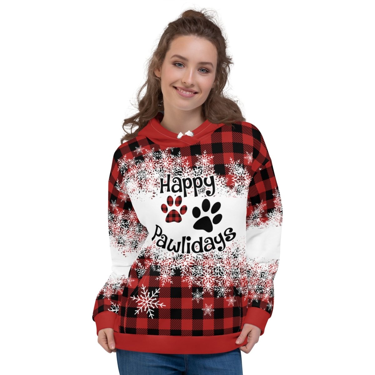 Happy Pawlidays Red Plaid Hoodie - DoggyLoveandMore