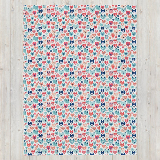 Heart Face Dogs Throw Blanket - DoggyLoveandMore