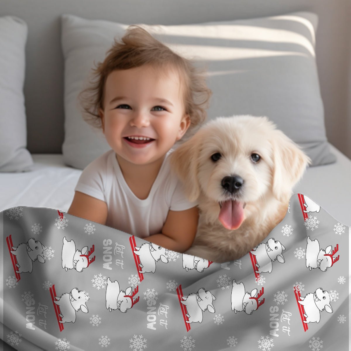 Let It Snow Dogs Throw Blanket - DoggyLoveandMore