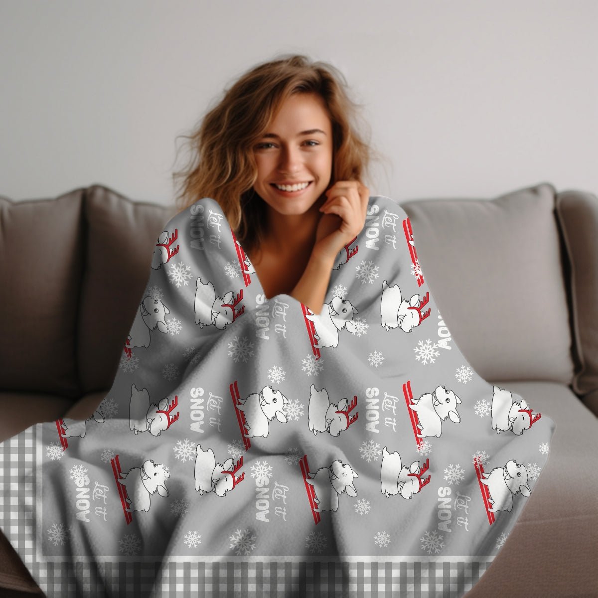 Let It Snow Dogs Throw Blanket - DoggyLoveandMore