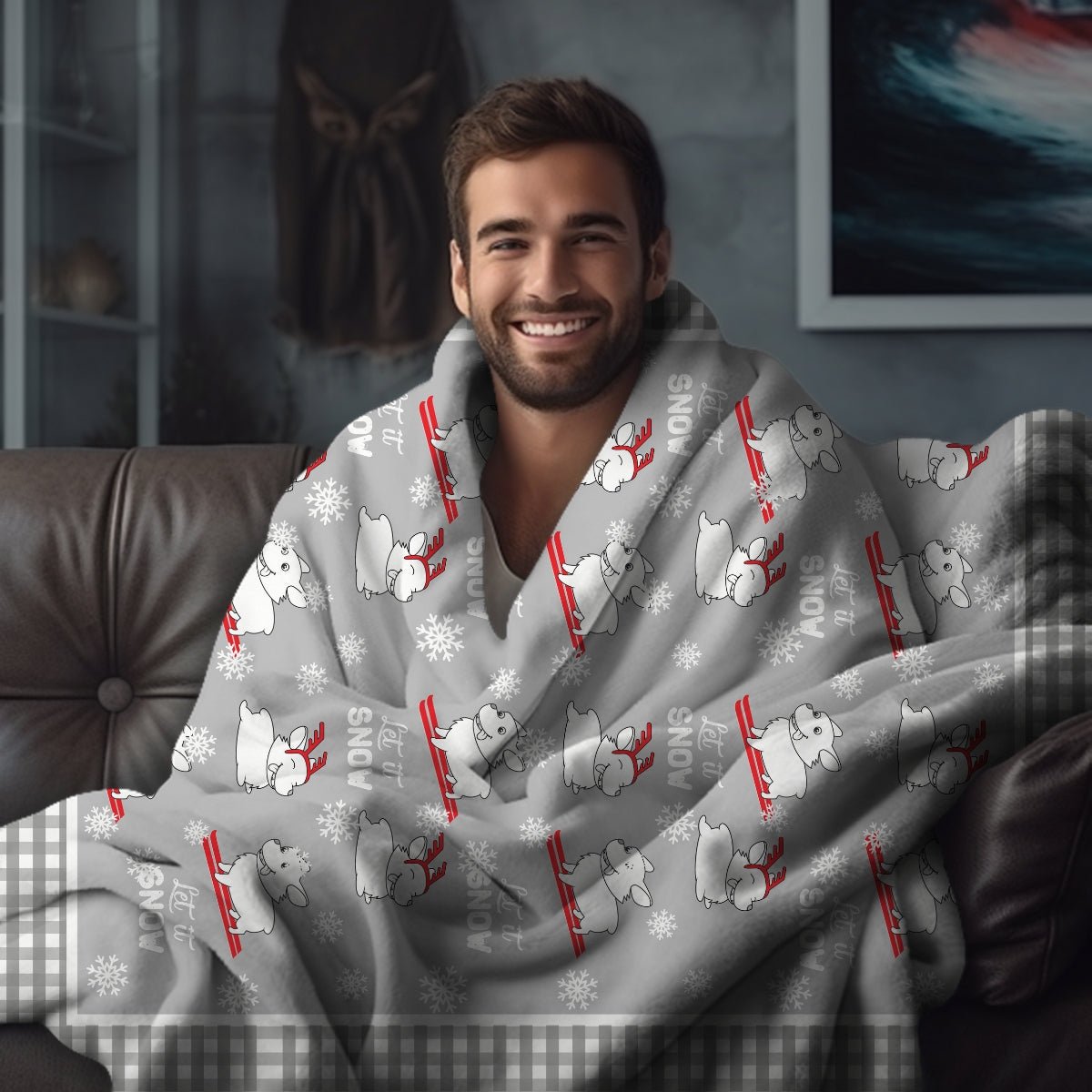 Let It Snow Dogs Throw Blanket - DoggyLoveandMore