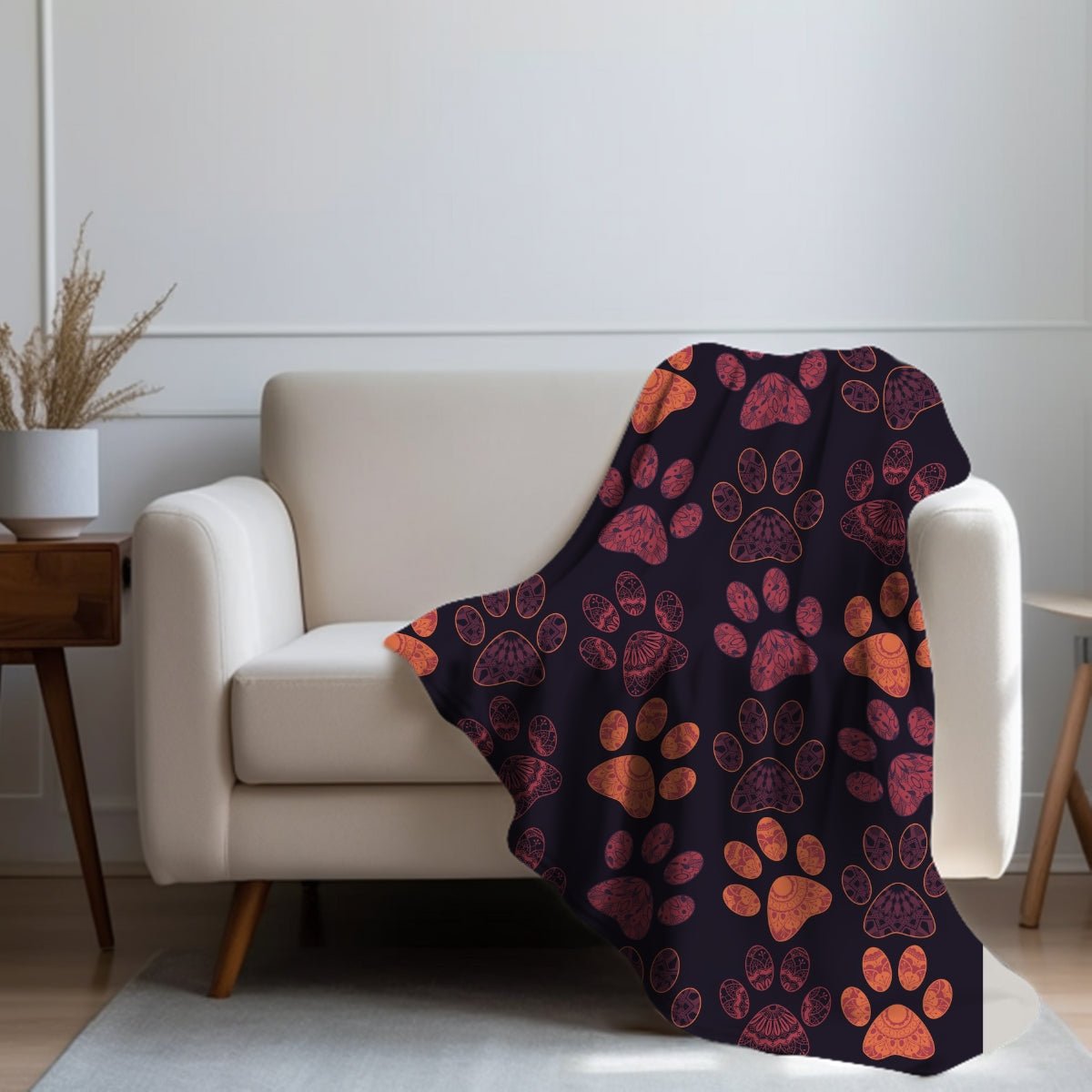 Mandala Paw Prints Throw Blanket - DoggyLoveandMore