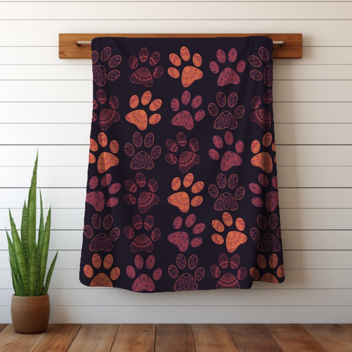 Mandala Paw Prints Throw Blanket - DoggyLoveandMore