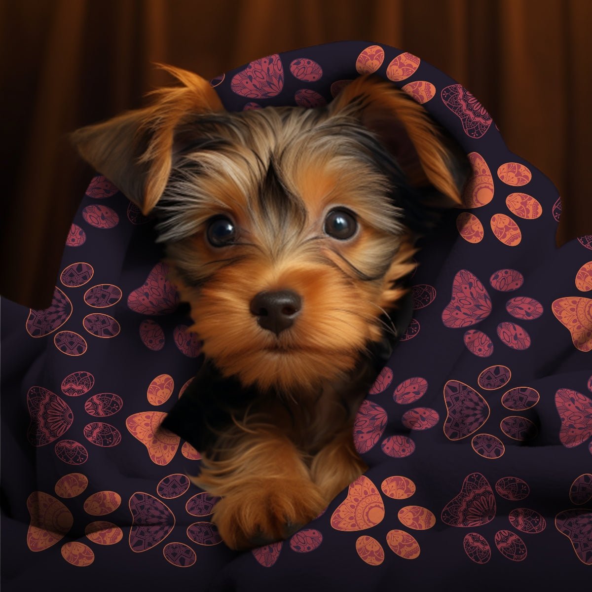 Mandala Paw Prints Throw Blanket - DoggyLoveandMore