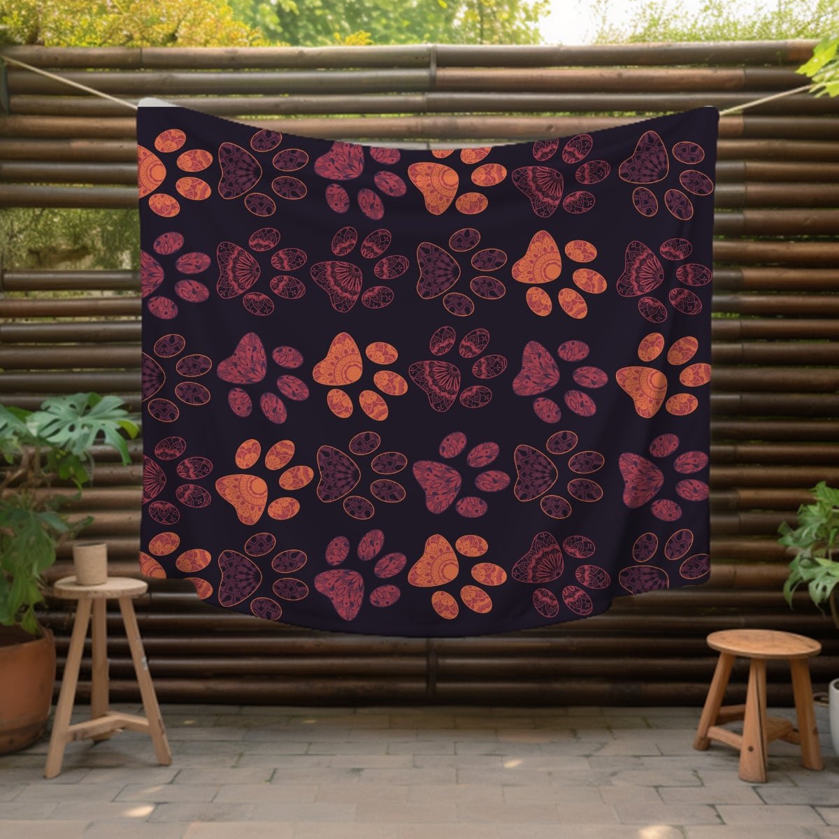 Mandala Paw Prints Throw Blanket - DoggyLoveandMore