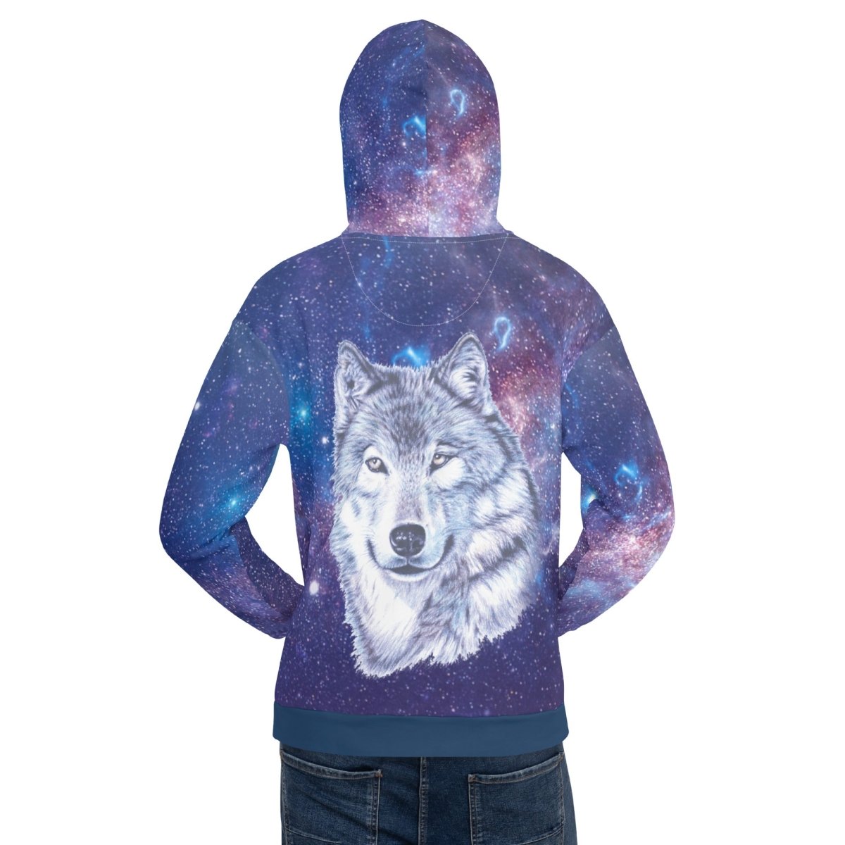 Men's Blue Galaxy Wolf Hoodie - DoggyLoveandMore