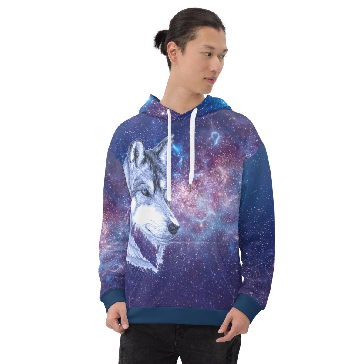 Men's Blue Galaxy Wolf Hoodie - DoggyLoveandMore