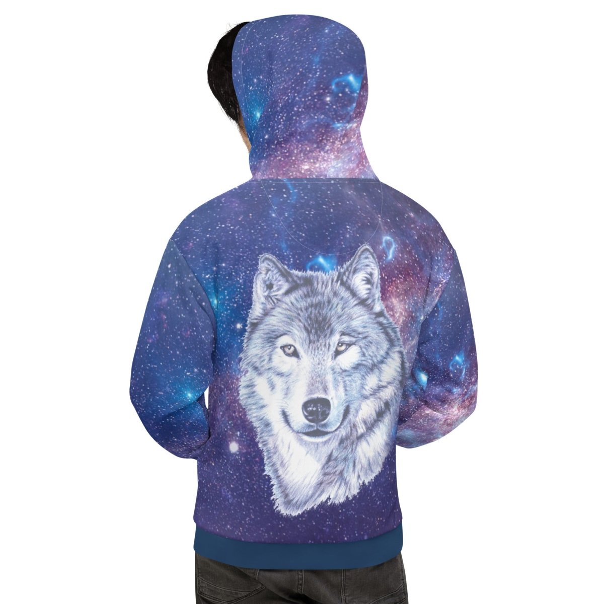 Men's Blue Galaxy Wolf Hoodie - DoggyLoveandMore