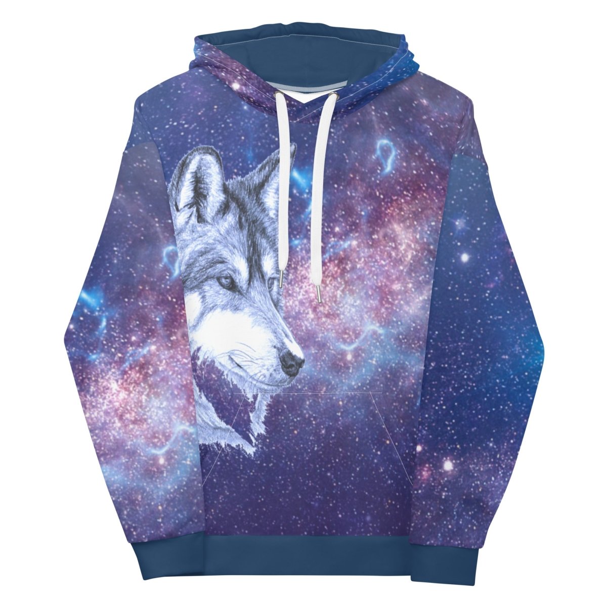 Men's Blue Galaxy Wolf Hoodie - DoggyLoveandMore