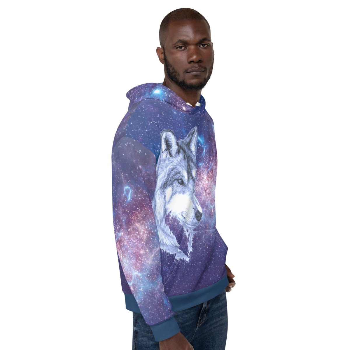 Men's Blue Galaxy Wolf Hoodie - DoggyLoveandMore