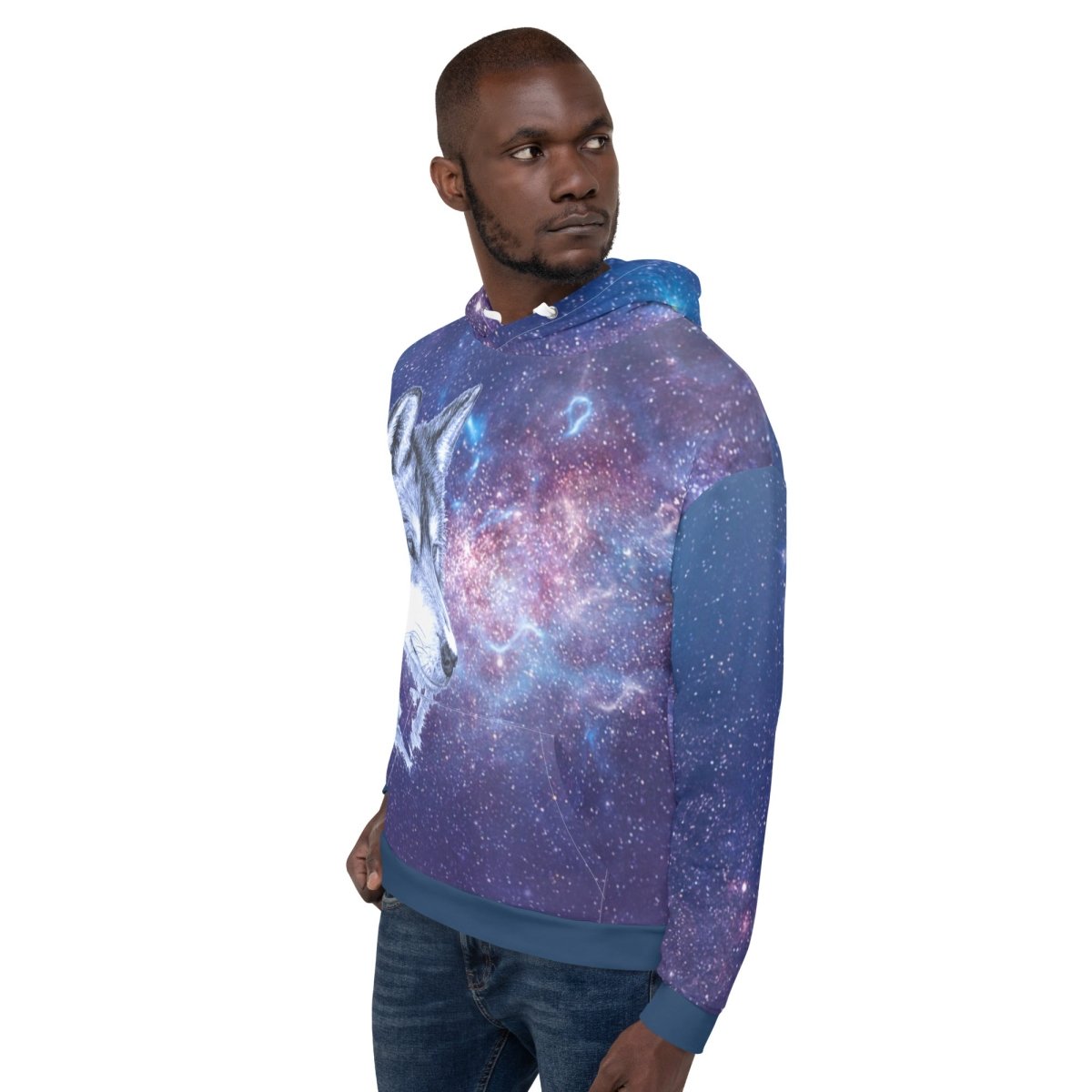 Men's Blue Galaxy Wolf Hoodie - DoggyLoveandMore