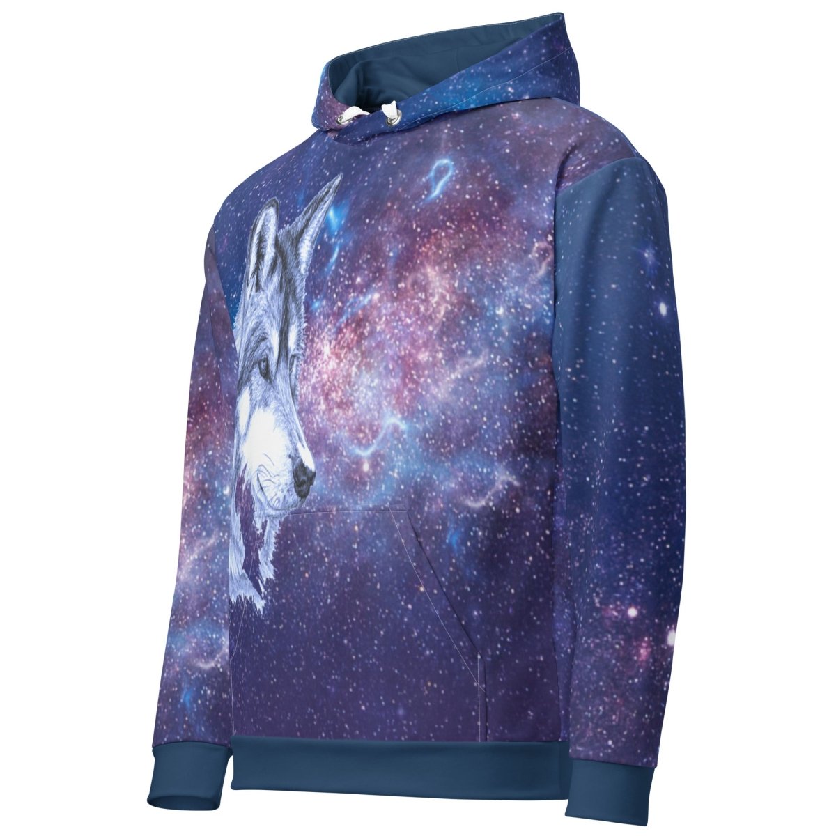 Men's Blue Galaxy Wolf Hoodie - DoggyLoveandMore