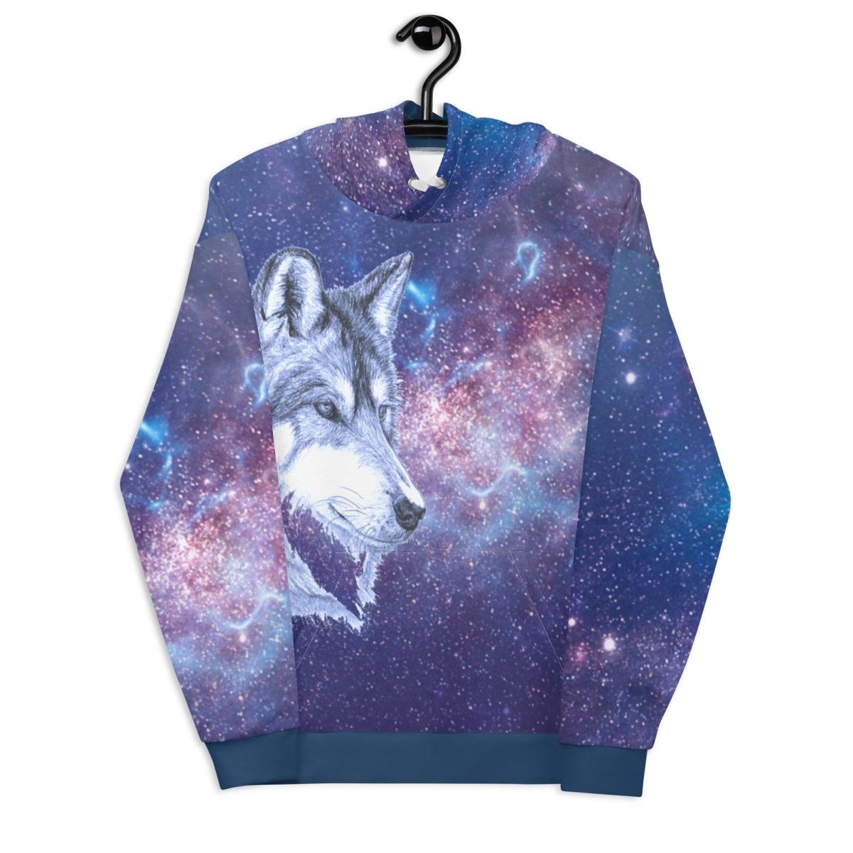 Men's Blue Galaxy Wolf Hoodie - DoggyLoveandMore