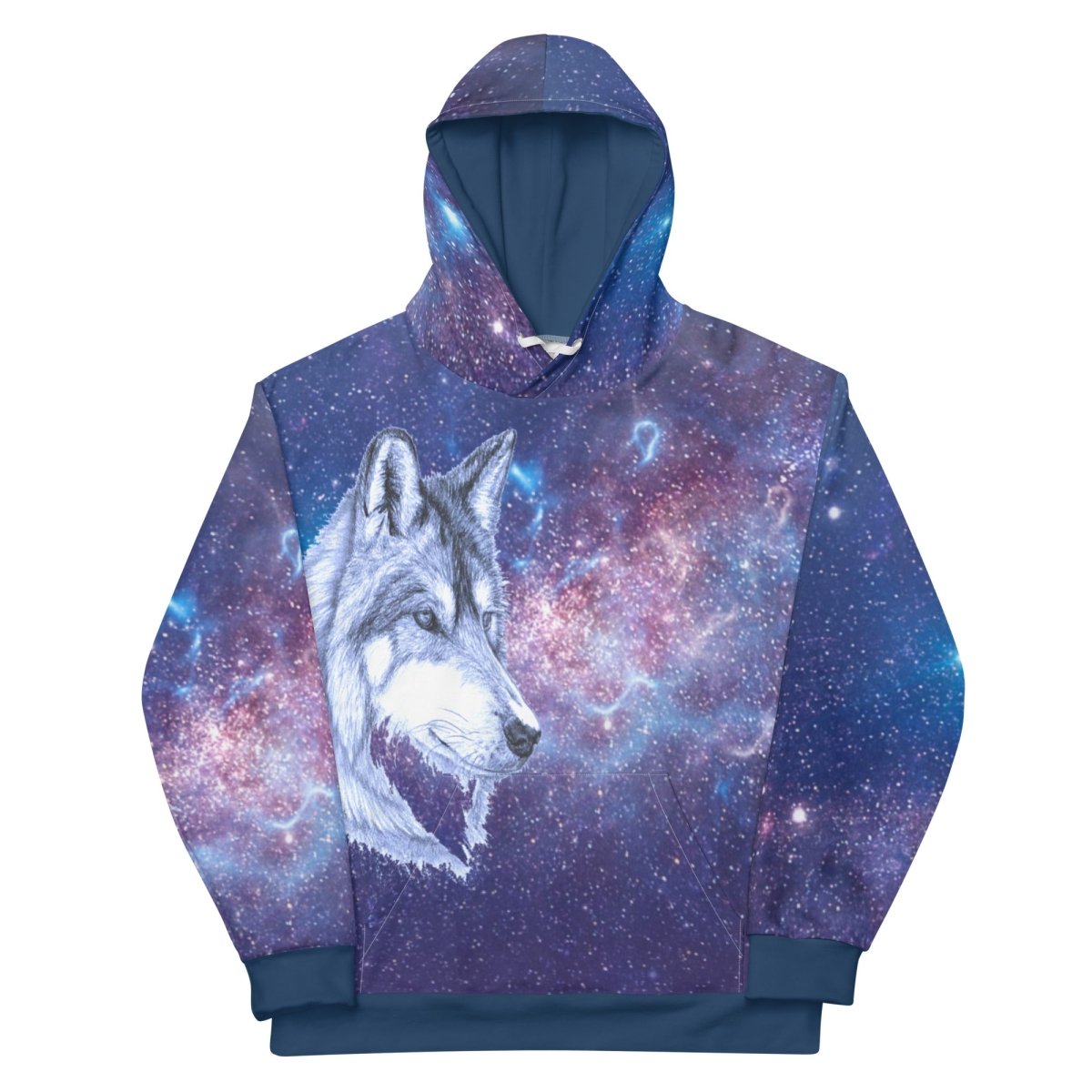 Men's Blue Galaxy Wolf Hoodie - DoggyLoveandMore