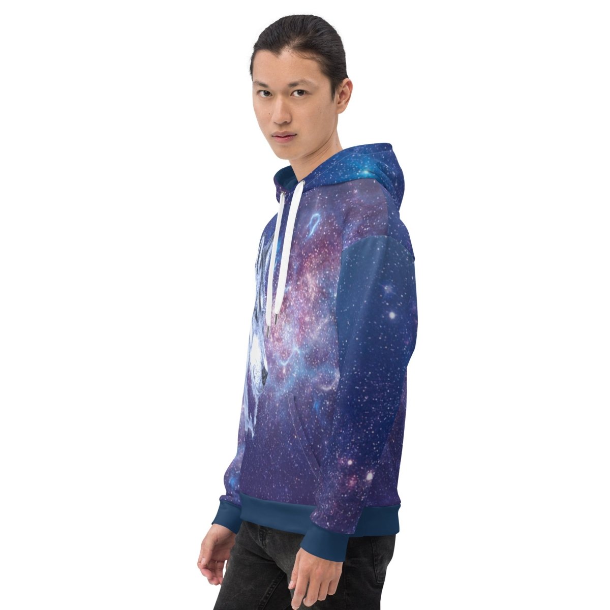 Men's Blue Galaxy Wolf Hoodie - DoggyLoveandMore