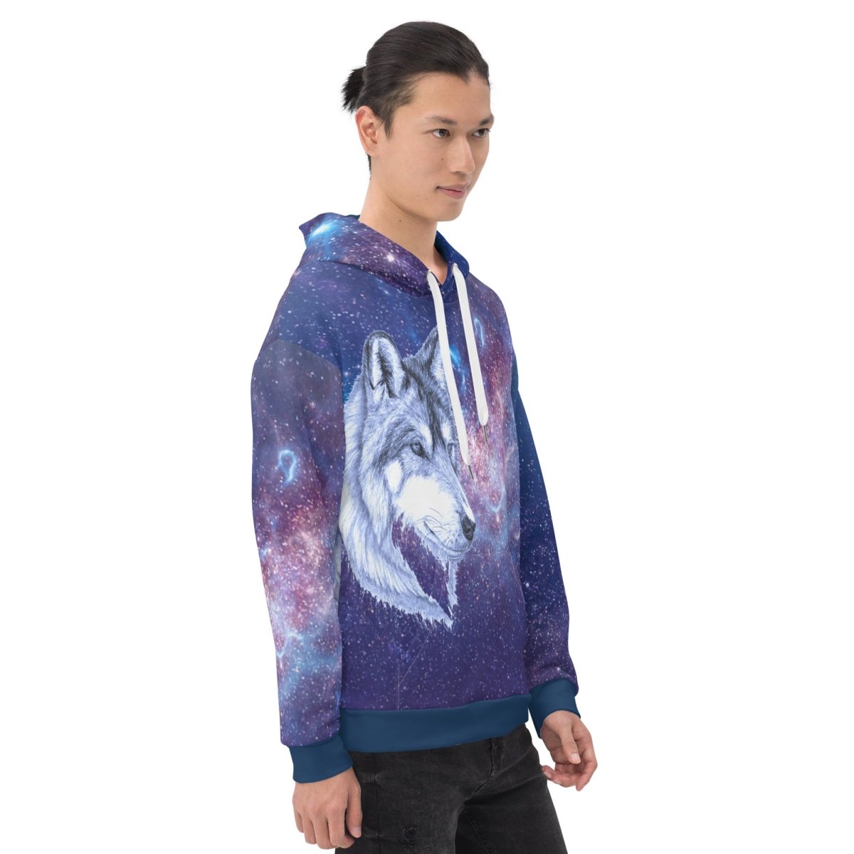 Men's Blue Galaxy Wolf Hoodie - DoggyLoveandMore