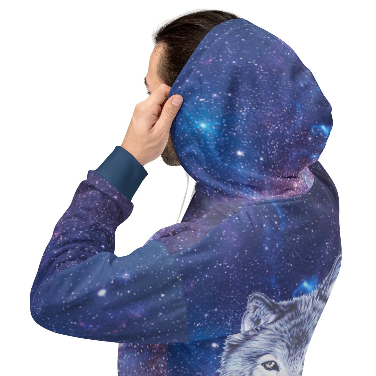 Men's Blue Galaxy Wolf Hoodie - DoggyLoveandMore