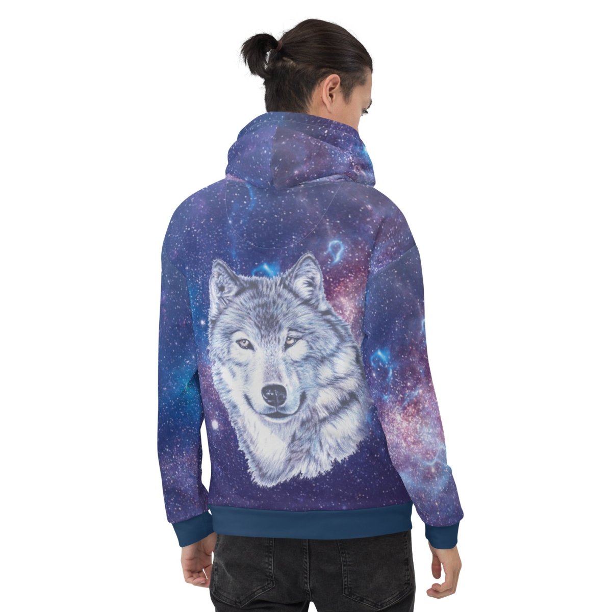 Men's Blue Galaxy Wolf Hoodie - DoggyLoveandMore