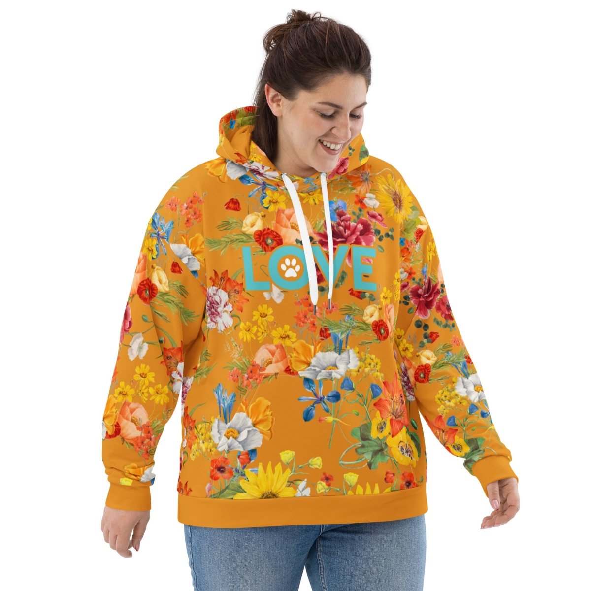Mustard Yellow Floral Dog Mom Hoodie - DoggyLoveandMore