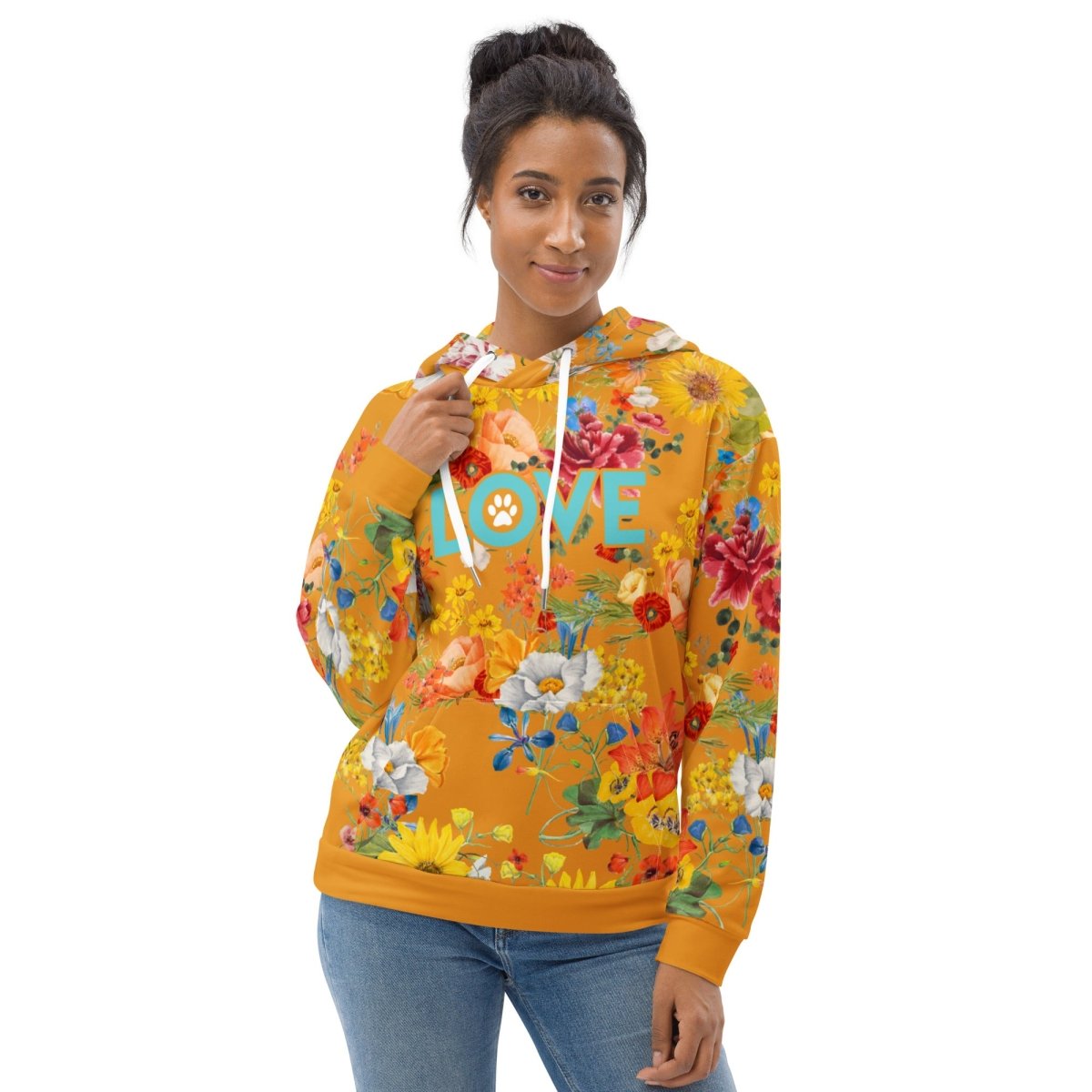 Mustard Yellow Floral Dog Mom Hoodie - DoggyLoveandMore
