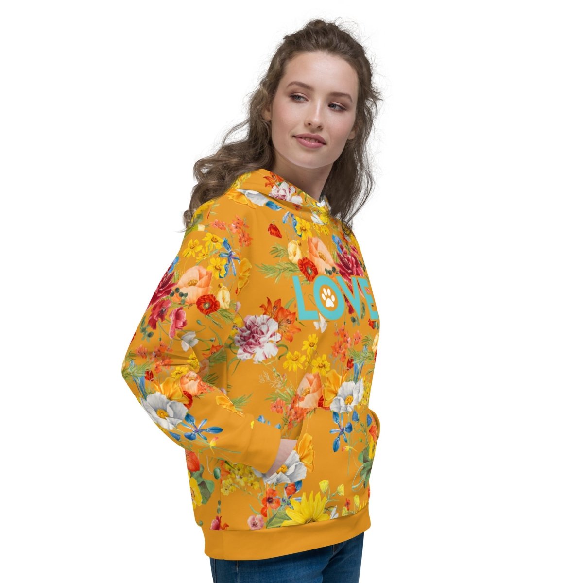 Mustard Yellow Floral Dog Mom Hoodie - DoggyLoveandMore