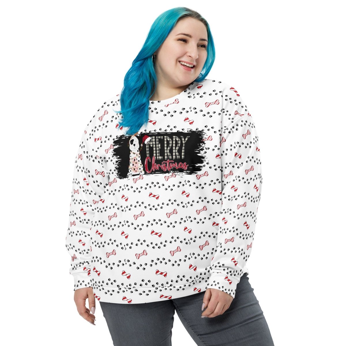 White Merry Christmas Paw Sweatshirt - DoggyLoveandMore