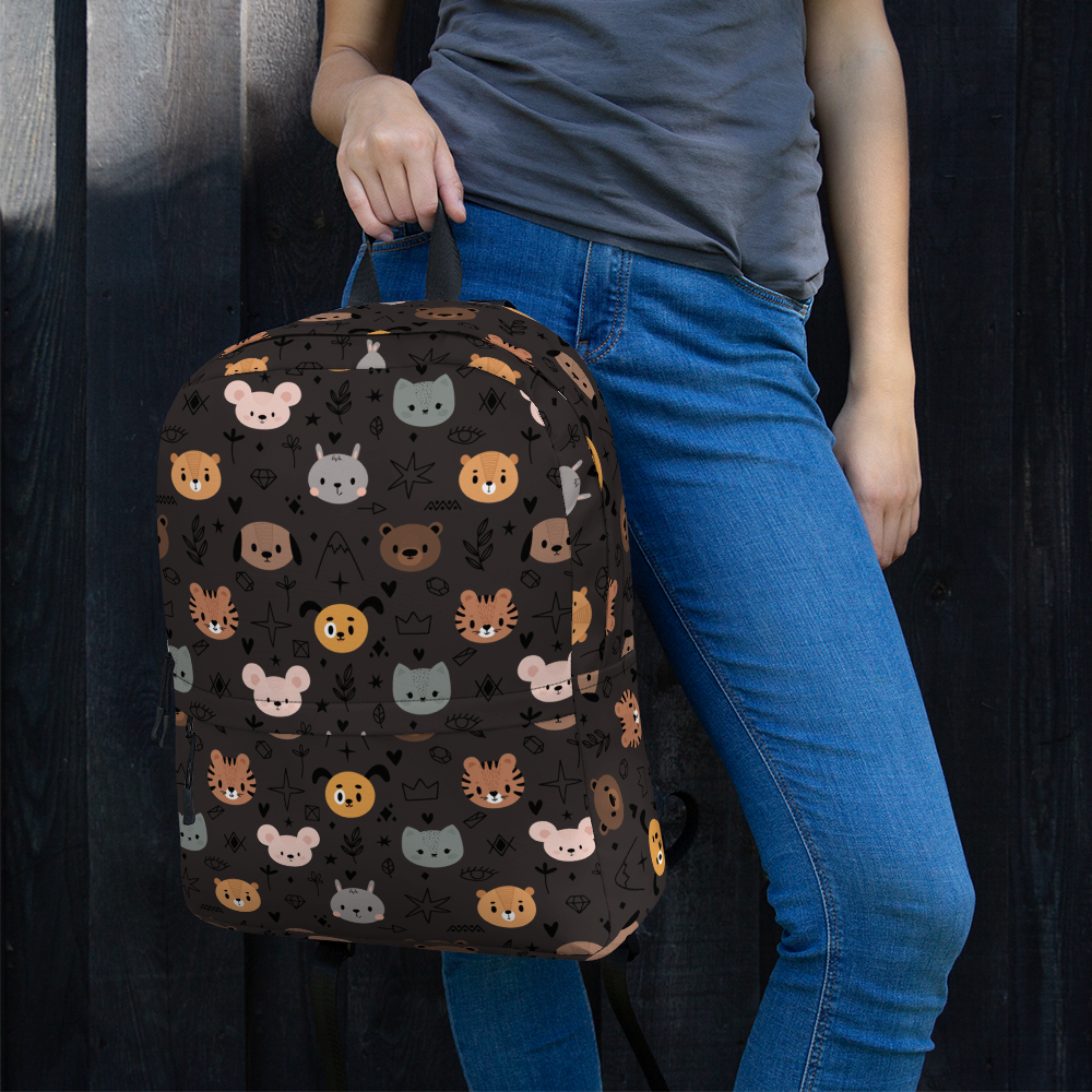 Grey Animal Faces Backpack-DoggyLoveandMore