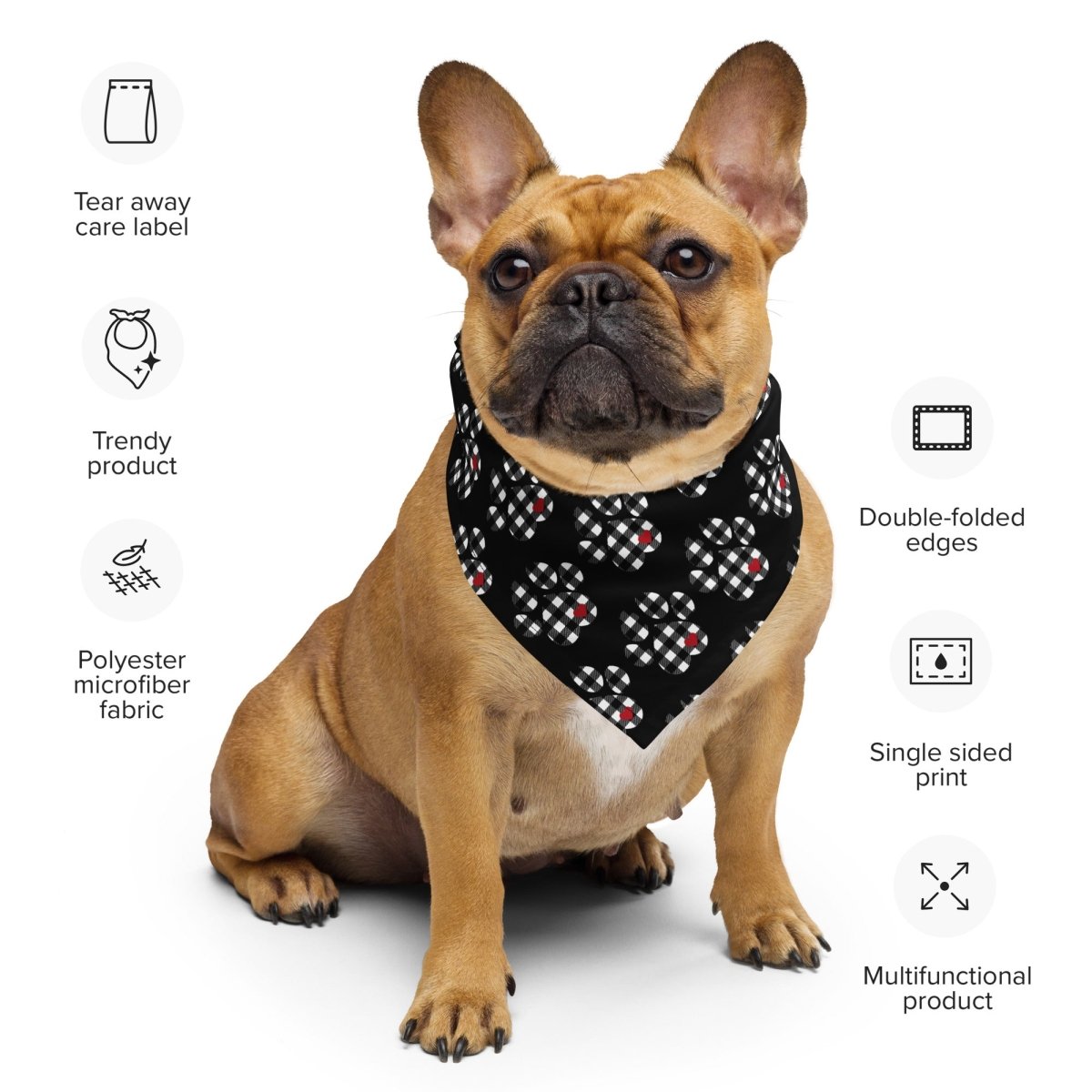 Black Buffalo Plaid Dog Paw Bandana - DoggyLoveandMore