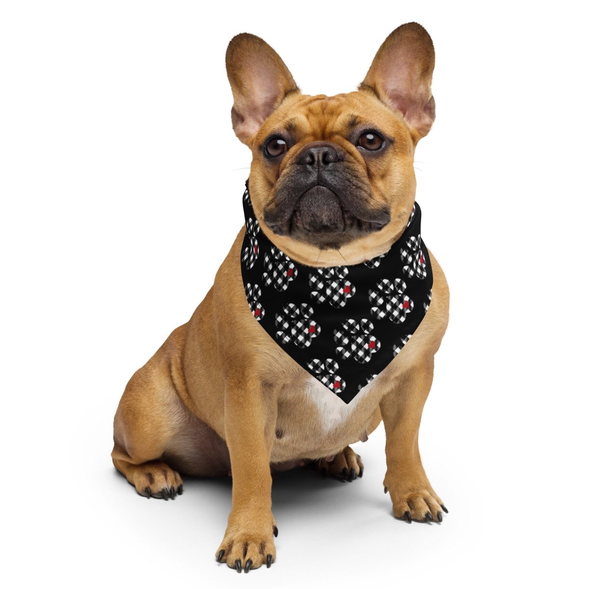 Black Buffalo Plaid Dog Paw Bandana - DoggyLoveandMore