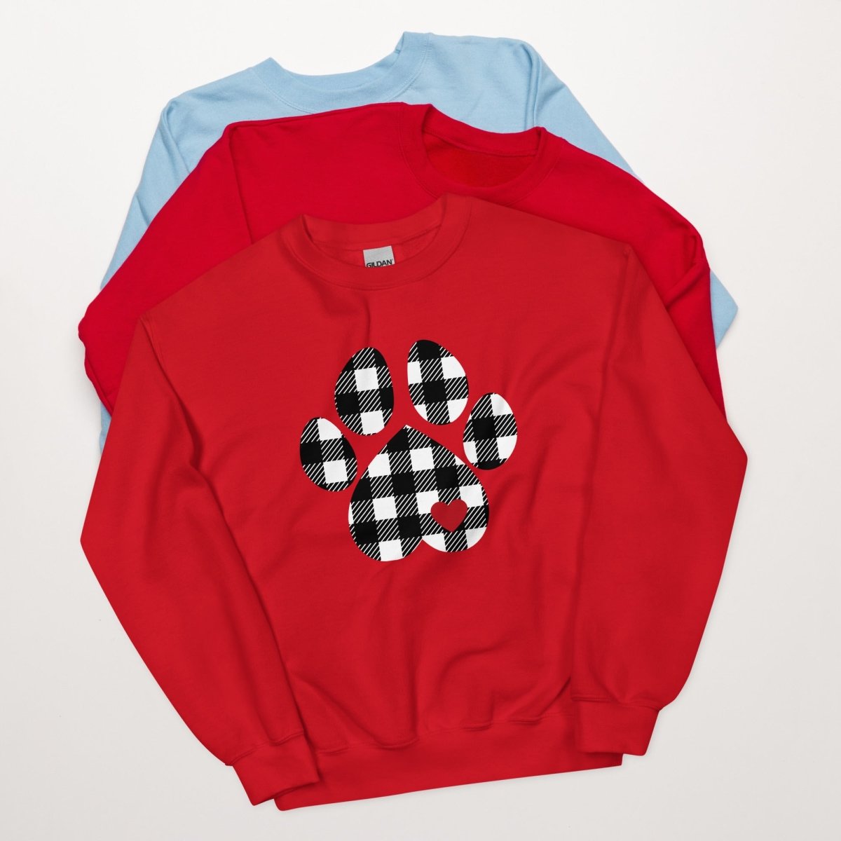 Black Plaid Dog Paw Sweatshirt - DoggyLoveandMore