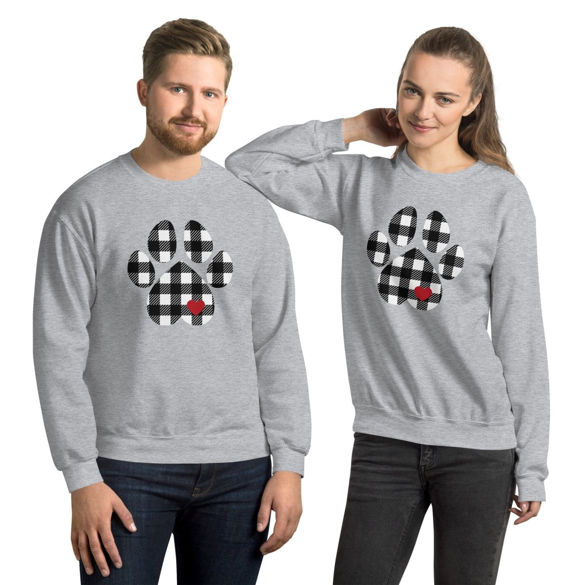Black Plaid Dog Paw Sweatshirt - DoggyLoveandMore