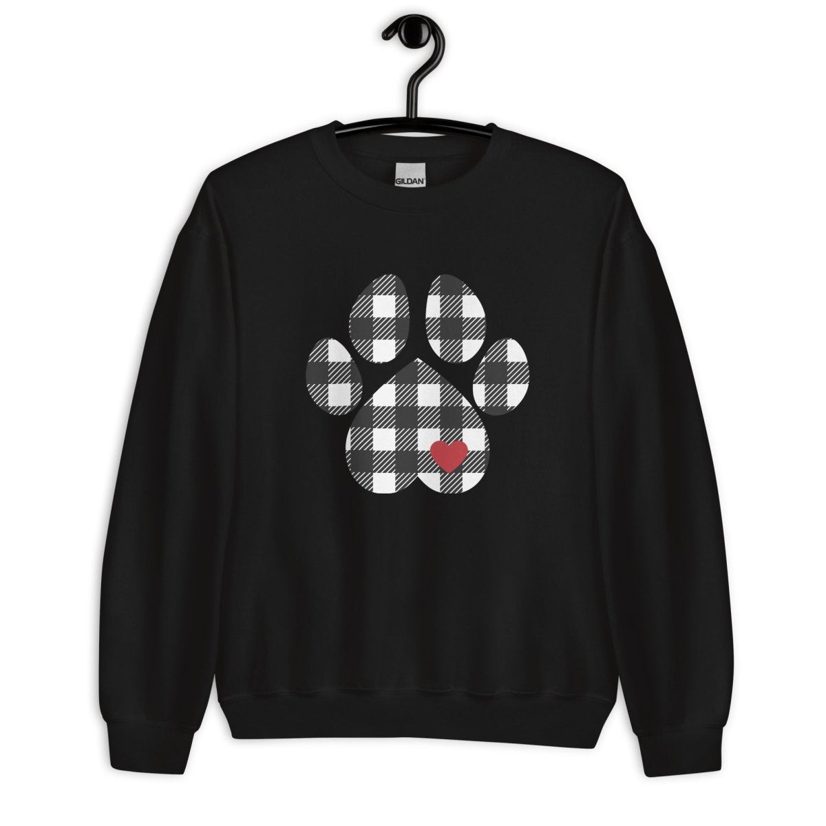 Black Plaid Dog Paw Sweatshirt - DoggyLoveandMore