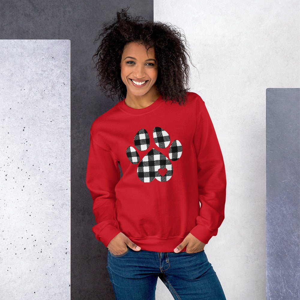 Black Plaid Dog Paw Sweatshirt - DoggyLoveandMore