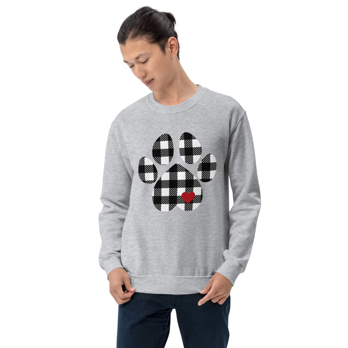 Black Plaid Dog Paw Sweatshirt - DoggyLoveandMore