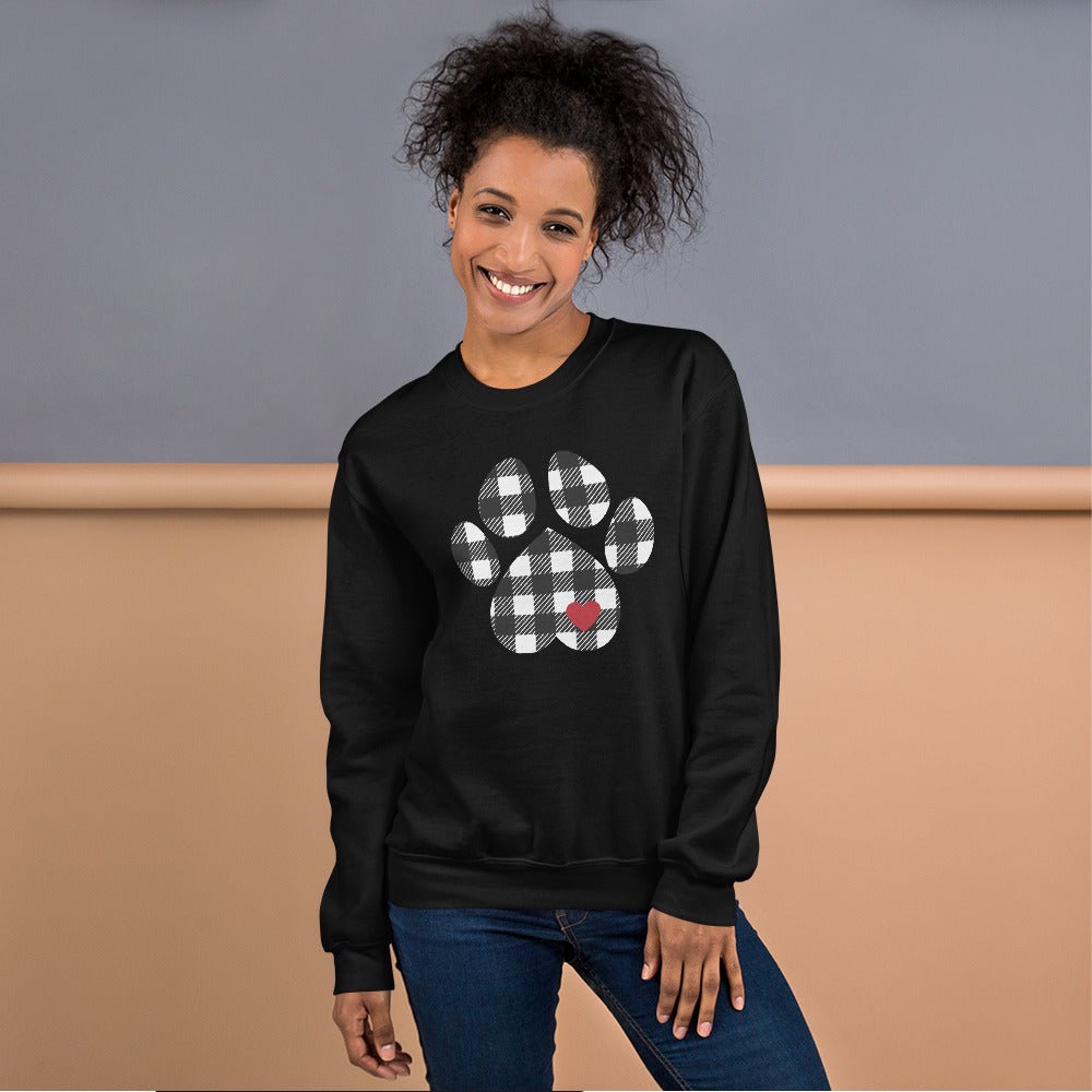 Black Plaid Dog Paw Sweatshirt - DoggyLoveandMore