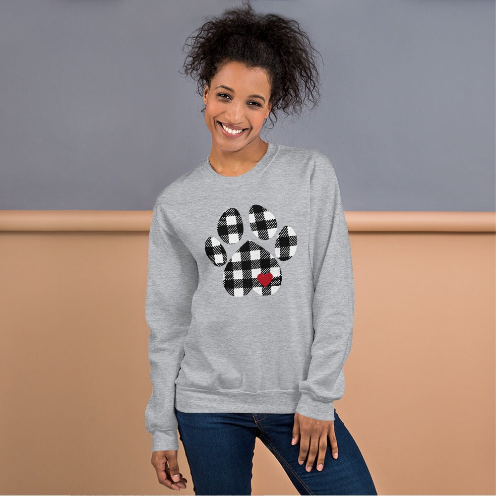 Black Plaid Dog Paw Sweatshirt - DoggyLoveandMore